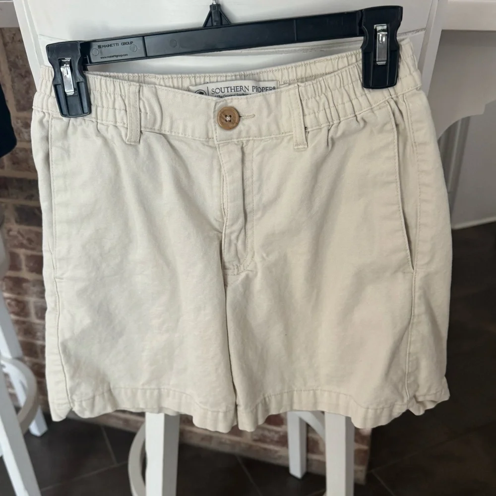 Southern Proper Cream Cotton Casual Shorts